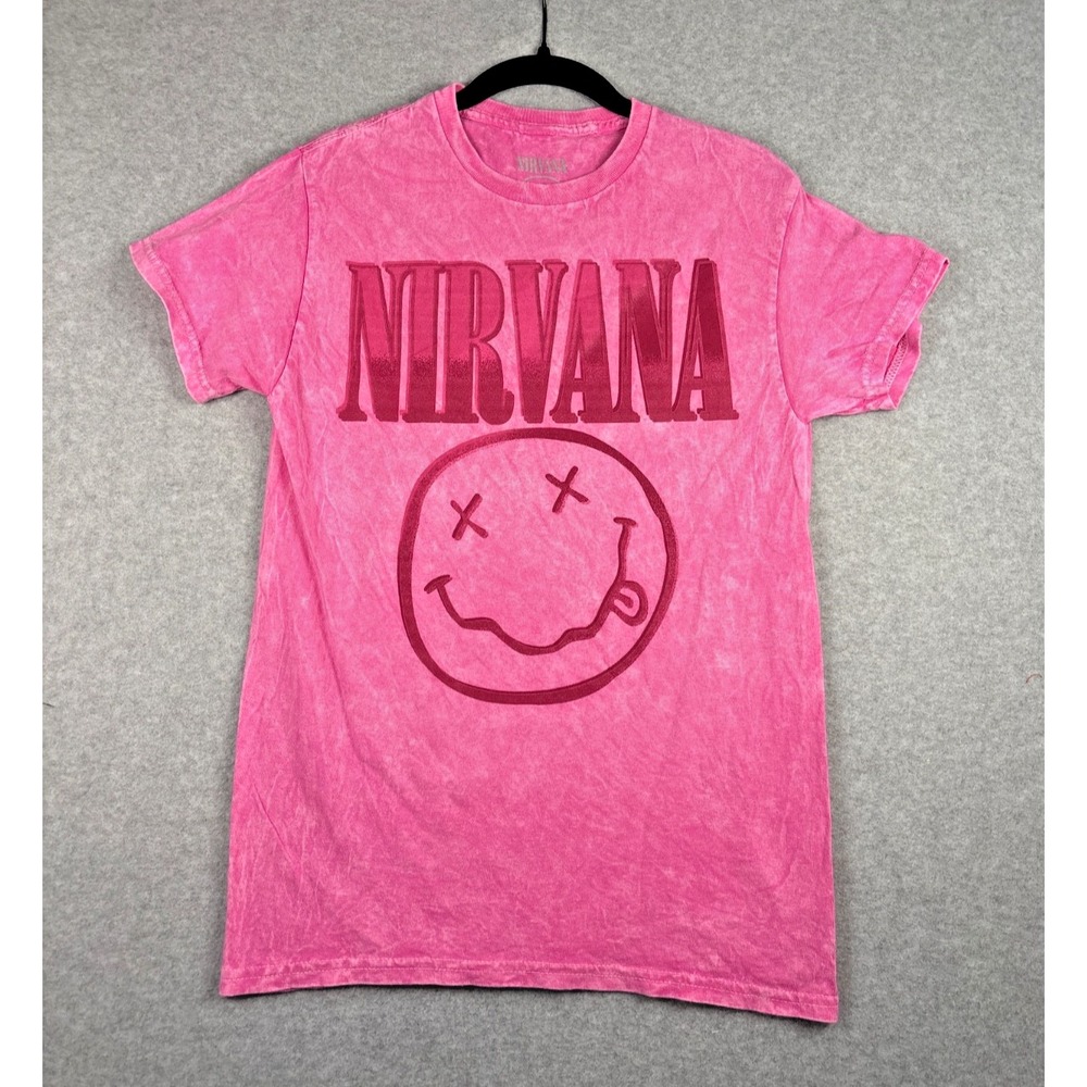 Nirvana Smiley Face T-shirt in Pink - RN#153105 - Adult Small